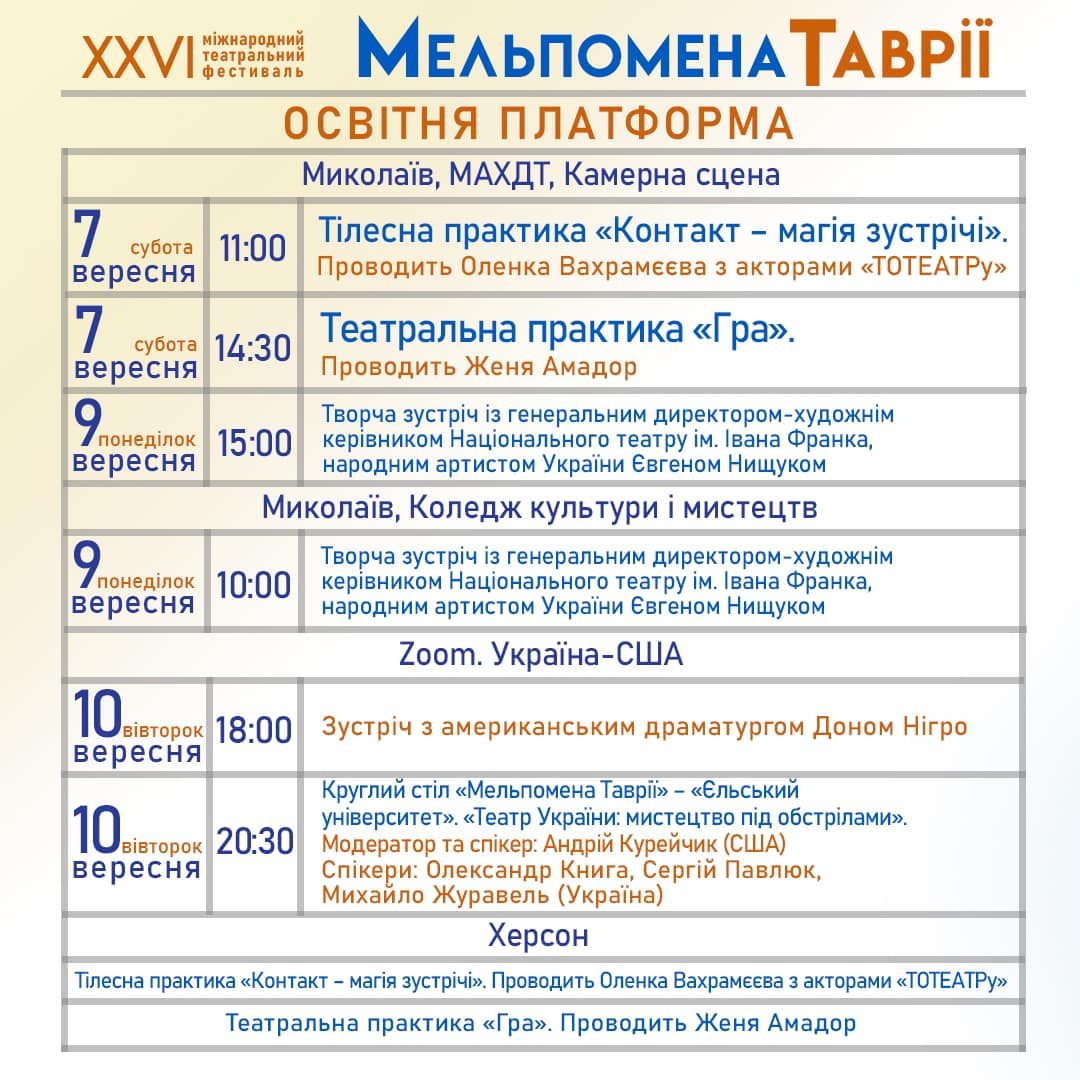 «Мельпомена Таврії-2024»: програма вистав у Херсоні, Києві, Миколаєві та Польщі