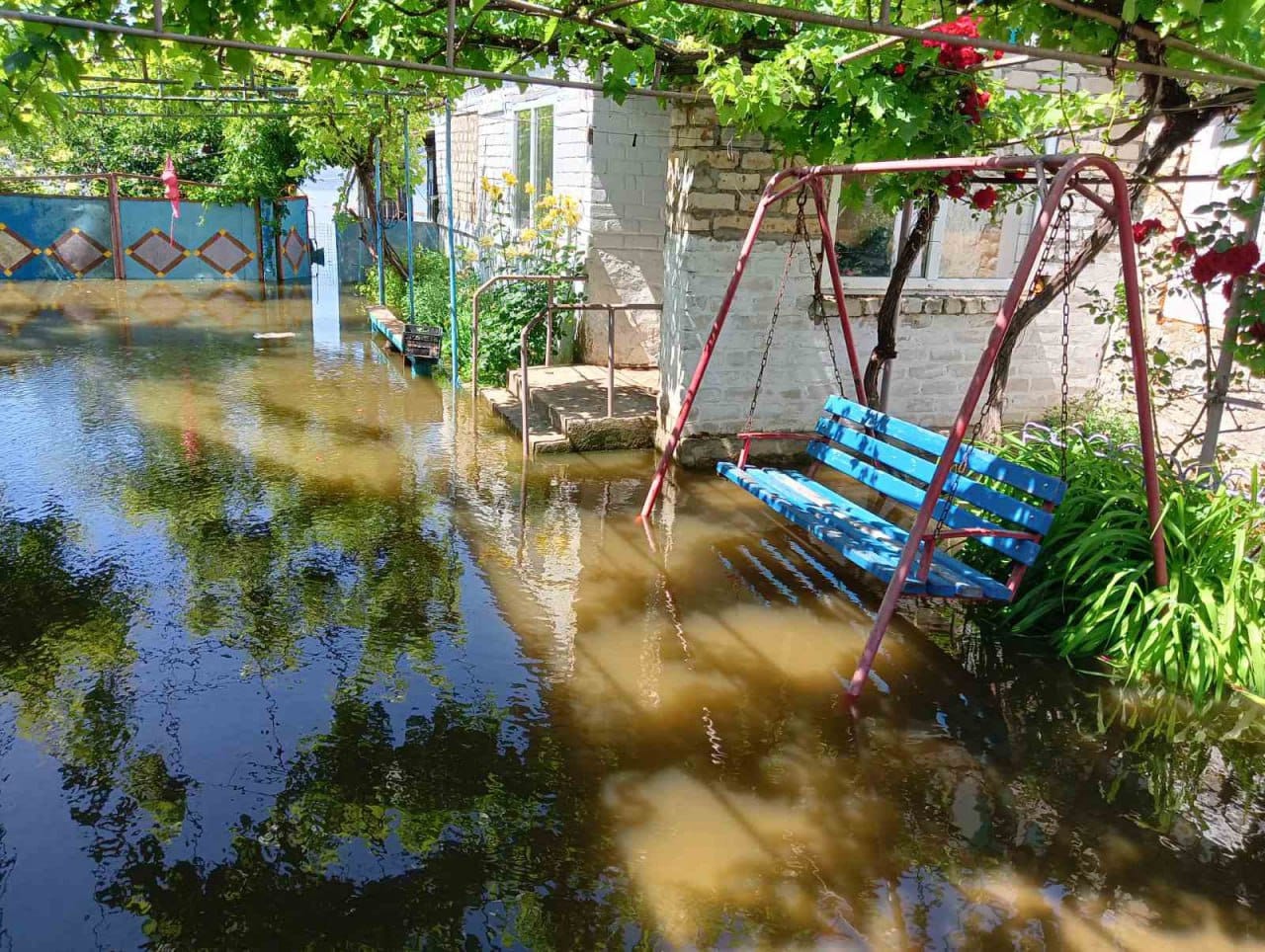 На Бериславщині все ще висока вода, пливуть села (фото, відео)