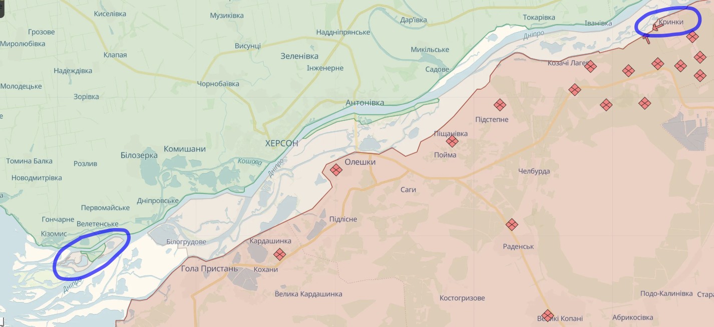 Окупанти мають незначне просування в Кринках і втрати біля Нестриги на Херсонщині