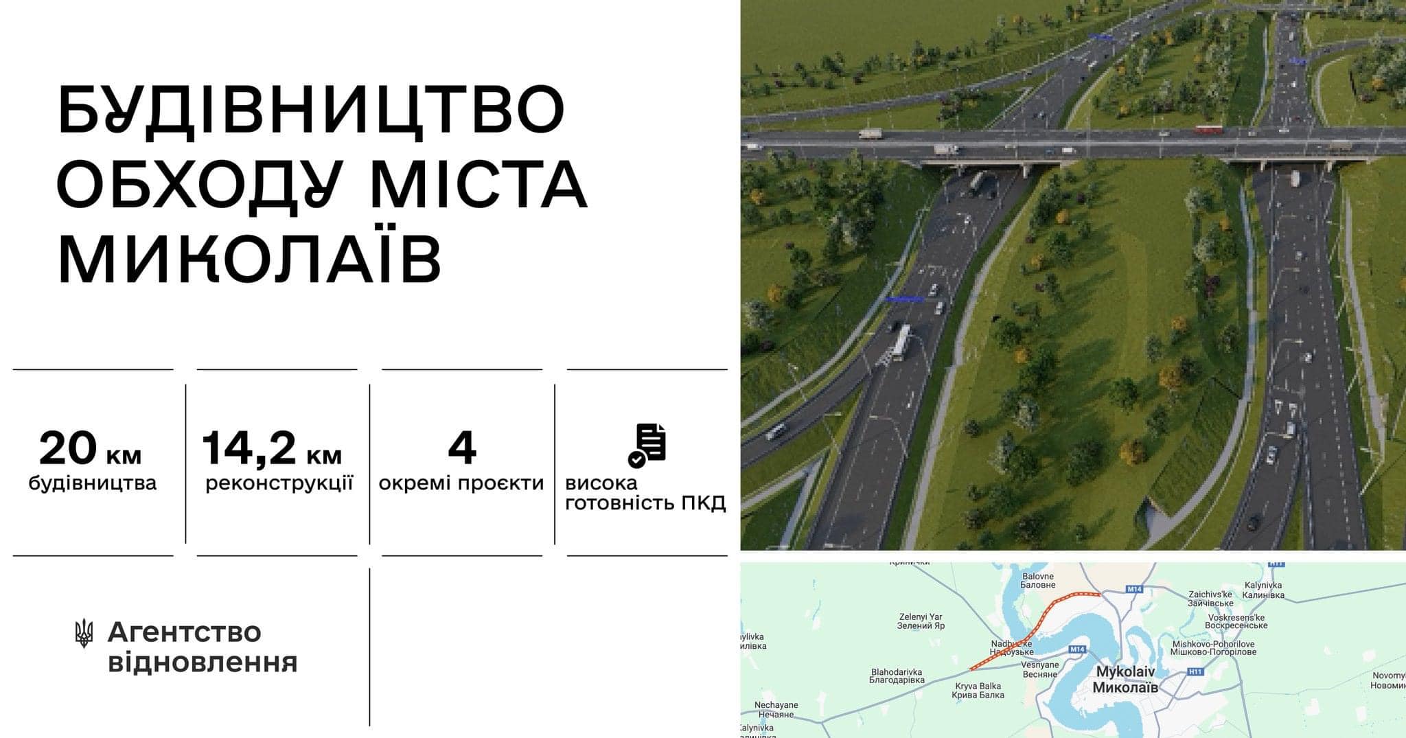 Держагентство відновлення побудує автошлях в обхід Миколаєва