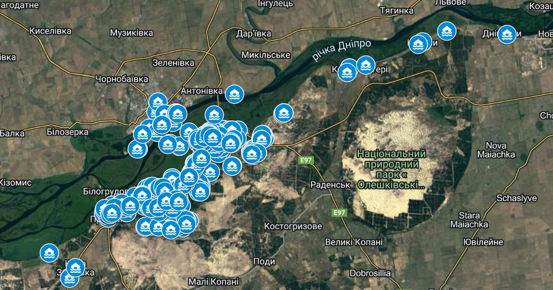 На карті “Олешки SOS” – понад тисяча заявок на порятунок