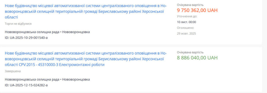 система оповіщення у Нововоронцовській громаді