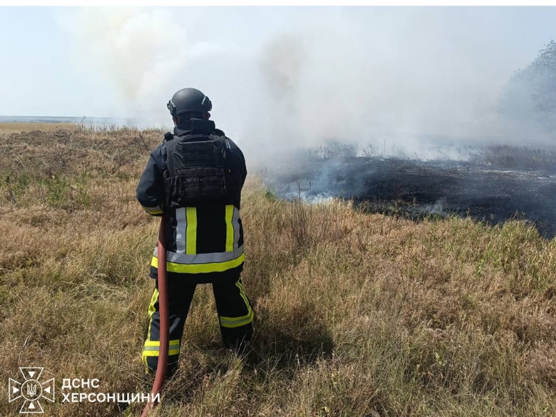 Пожежа на Херсонщині: суха трава горіла поблизу двох сіл
