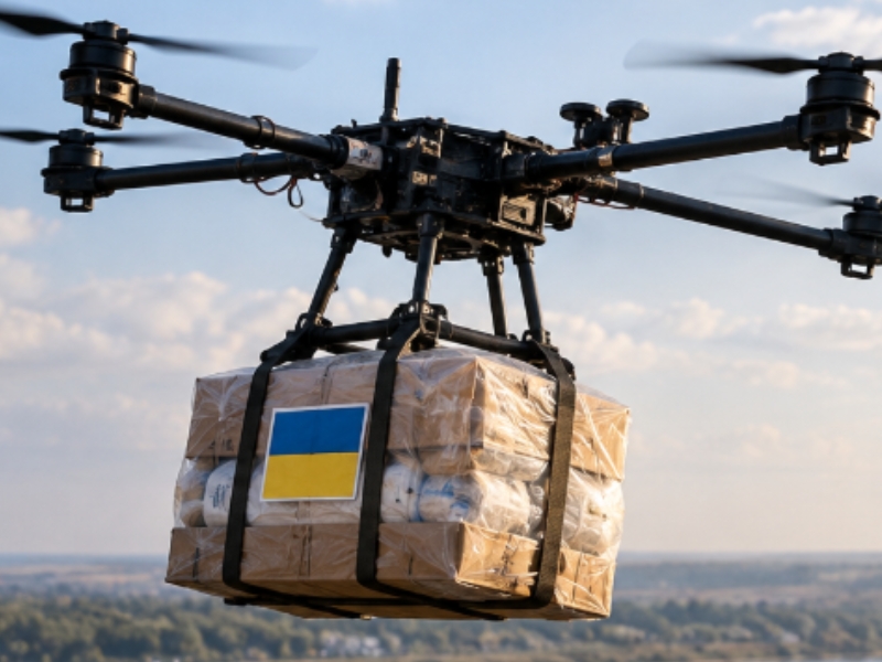 Майже тонна продуктів із неба: військові доставили допомогу до Берислава на Херсонщині